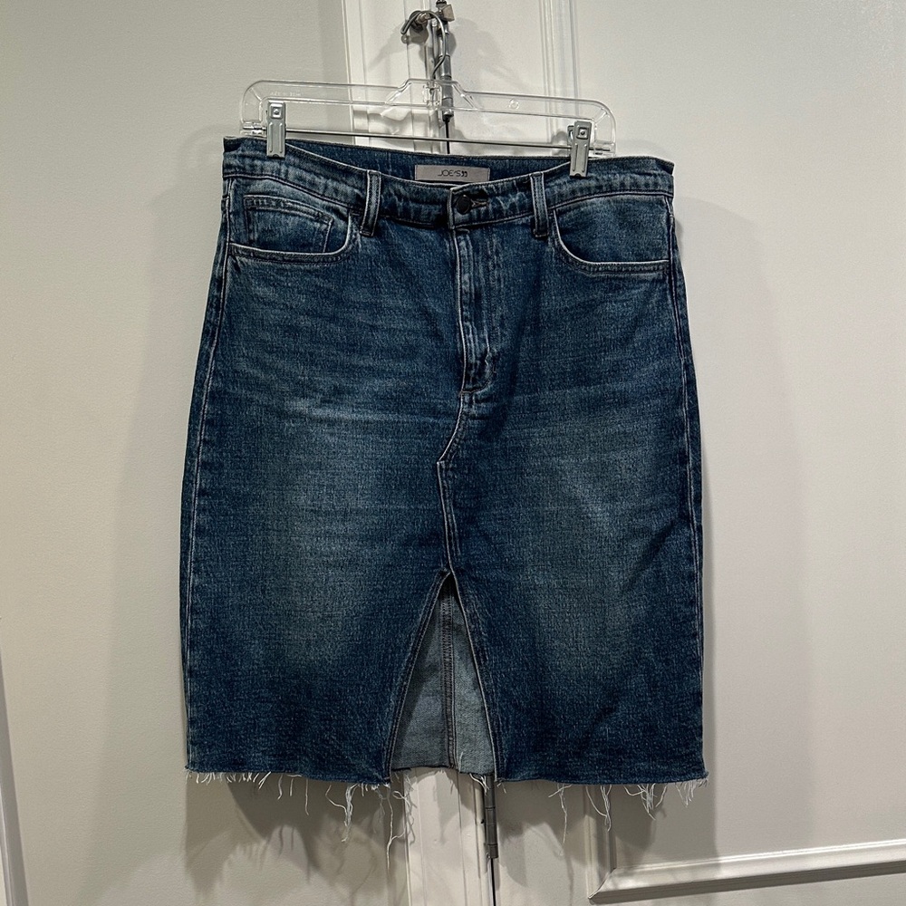 Joe's Jeans High-Rise Marigold Blue Denim Skirt size 31 Raw hem